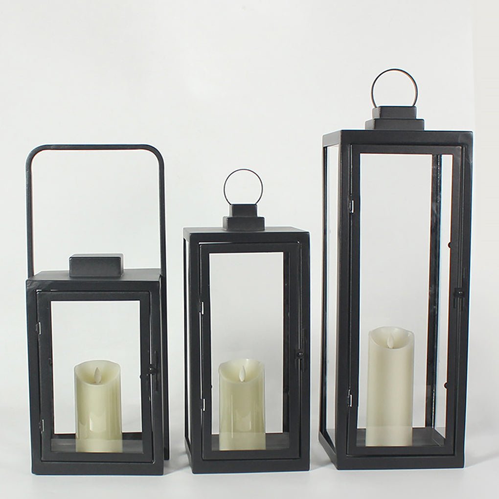 Modern Glass Outdoor Lantern with LED - Portable Rechargeable