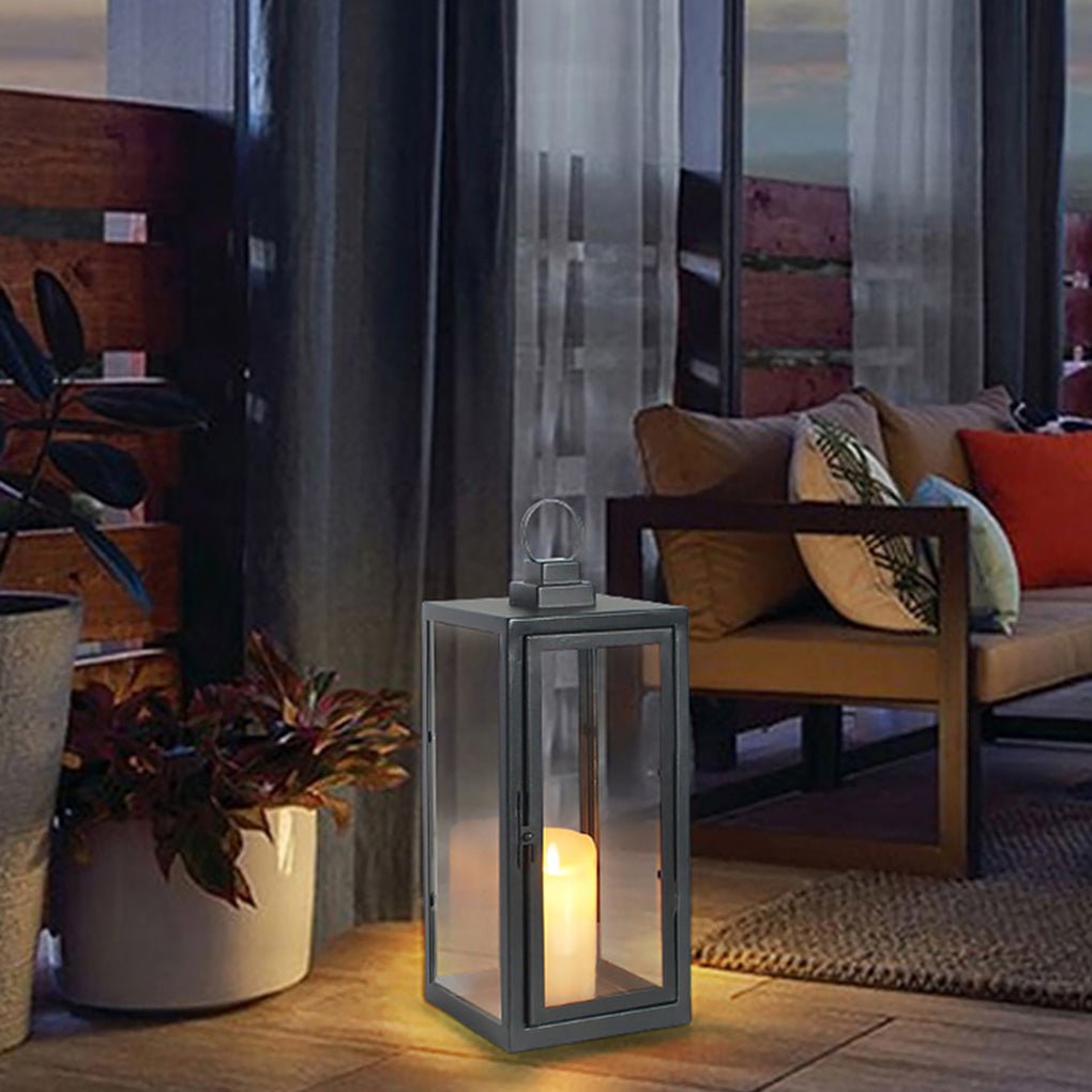 Modern Glass Outdoor Lantern with LED - Portable Rechargeable