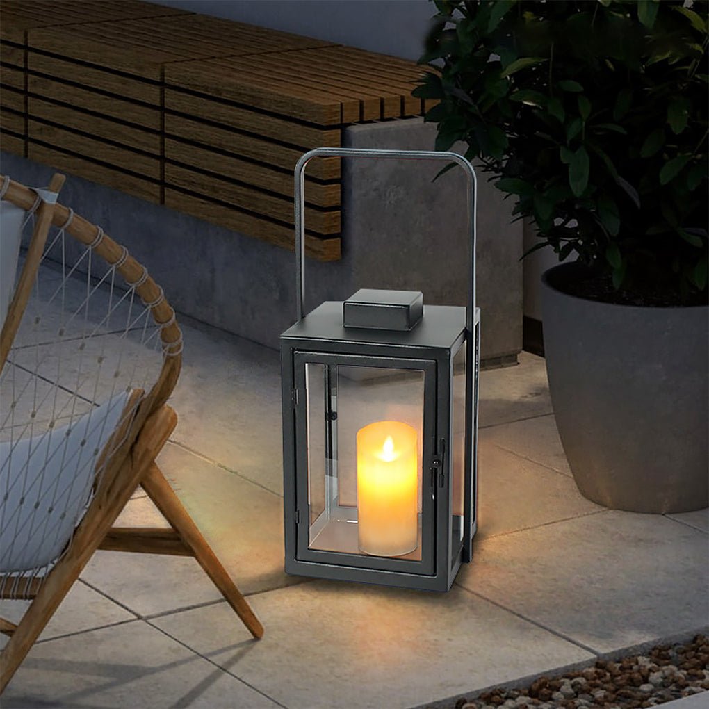 Modern Glass Outdoor Lantern with LED - Portable Rechargeable