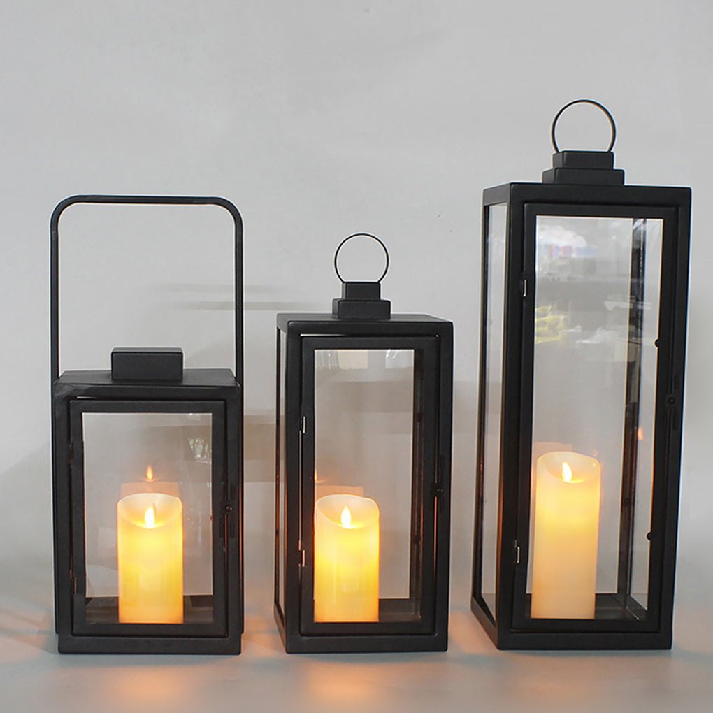 Modern Glass Outdoor Lantern with LED - Portable Rechargeable
