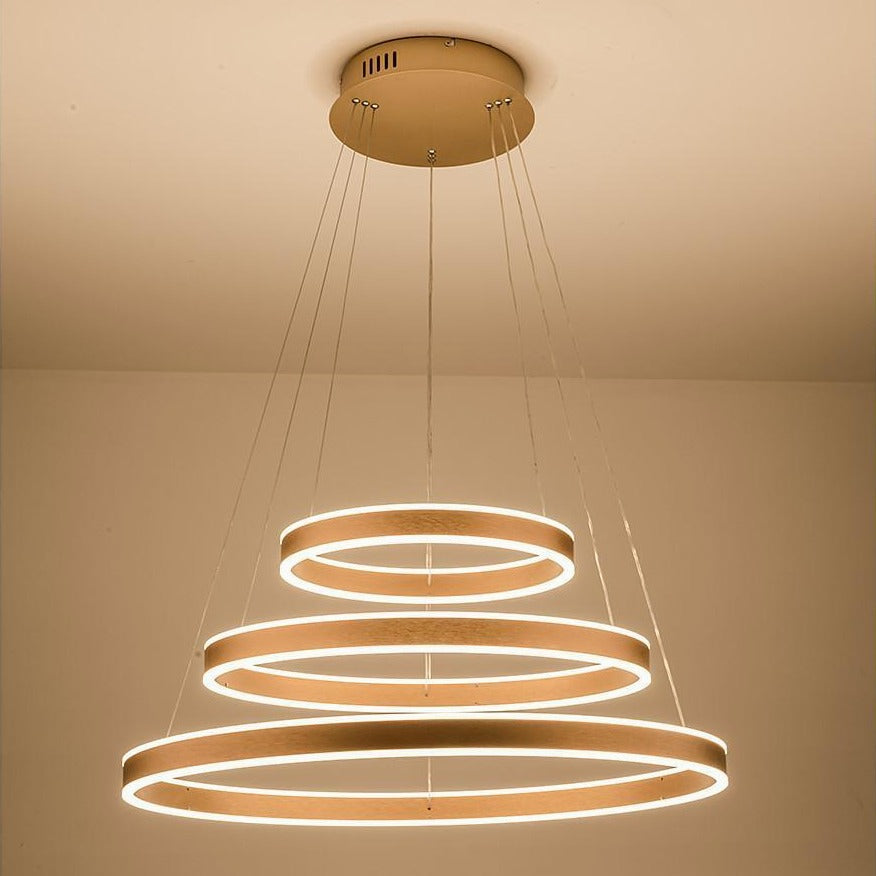 Modern Three-Ring LED Chandelier – Aluminum & Acrylic Pendant Light