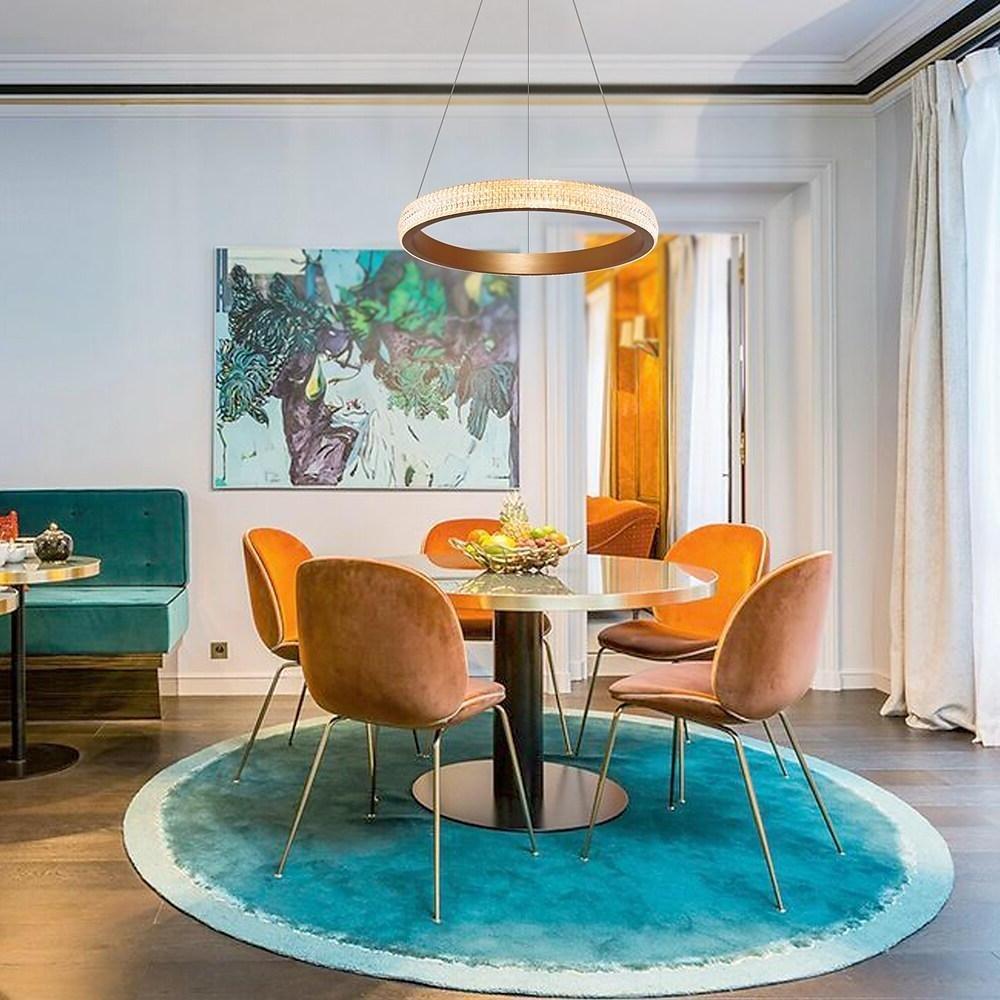 Modern Gold Circular LED Pendant Light Aluminum Chandelier