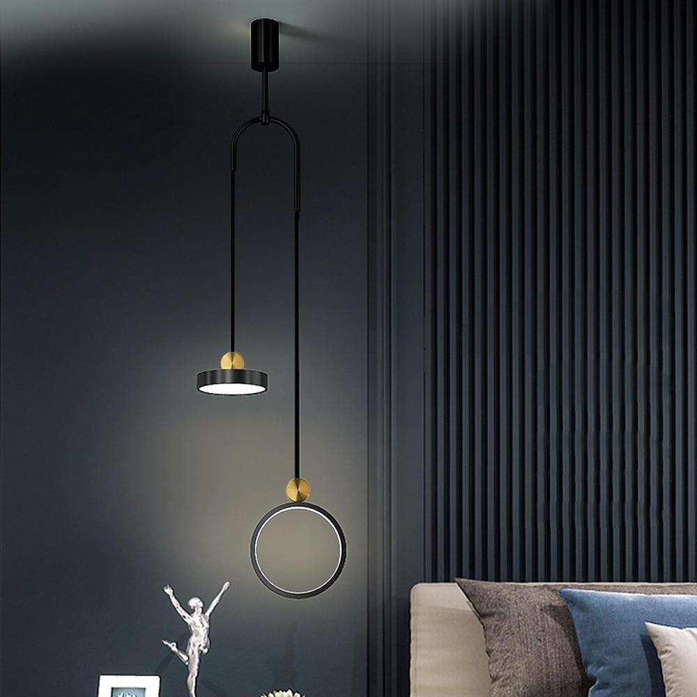 Modern 2-Circle LED Pendant Light - Metal & Acrylic Hanging Lamp