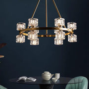 Crystal Spotlight Chandelier with Gold Brass Finish & LED Lights