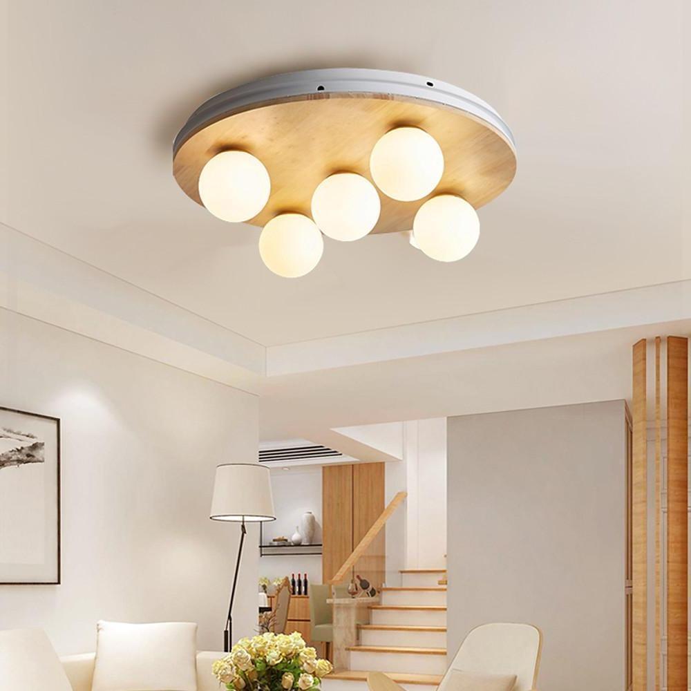 Nordic 5-Light Flush Mount Ceiling Light with Bubble Glass Shades