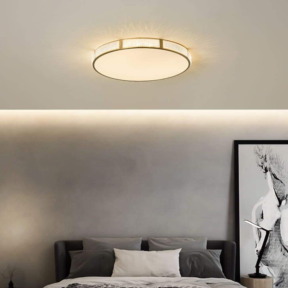 Nordic Circular Copper Flush Mount Ceiling Light with Acrylic Shade