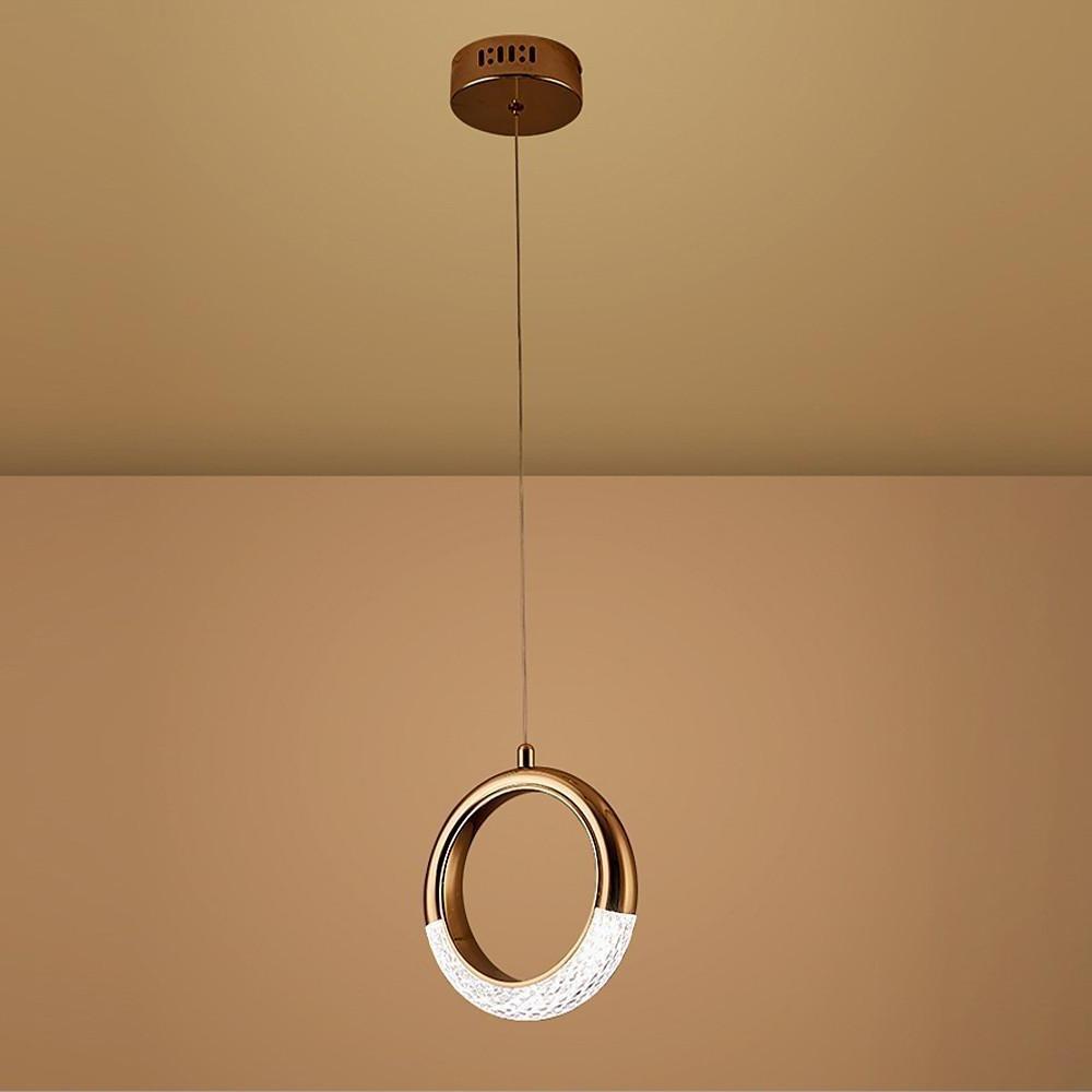 Modern Ring Pendant Light LED Electroplated Metal Hanging Lamp