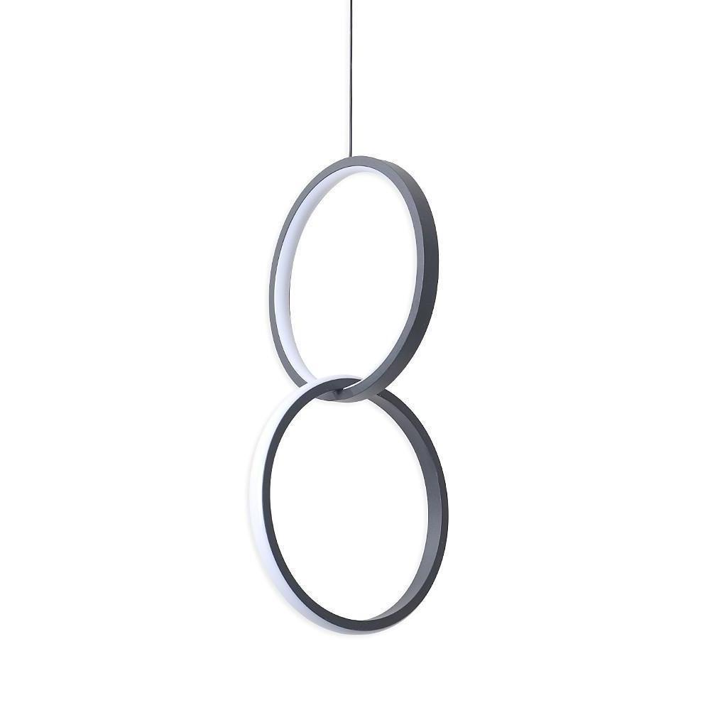 Interlocking Dual Ring LED Pendant Light Aluminum Acrylic