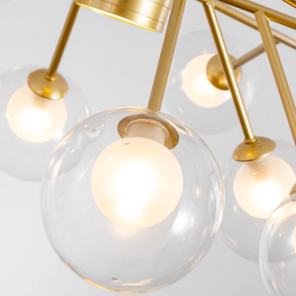 9-Light Modern Glass Chandelier with Gold Metal Frame