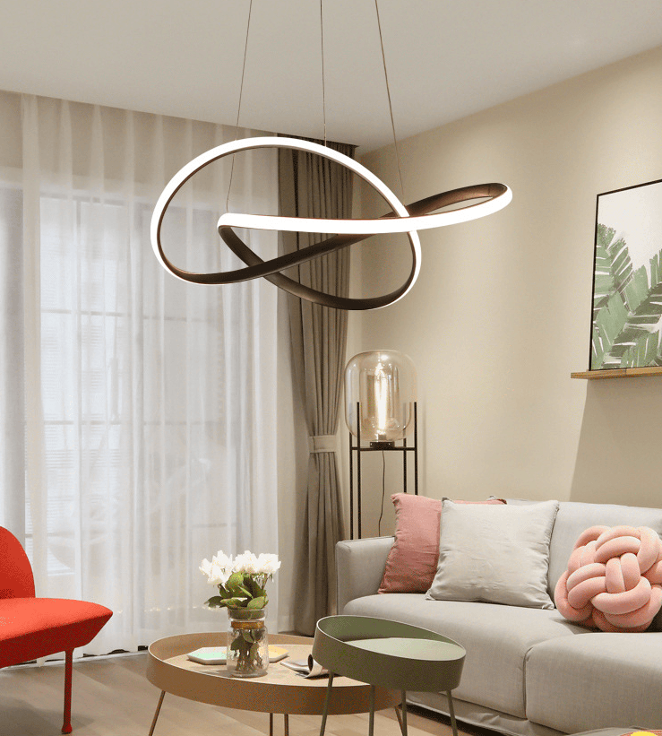 Modern Ribbon Pendant Light with Remote Control - Aluminum & PMMA