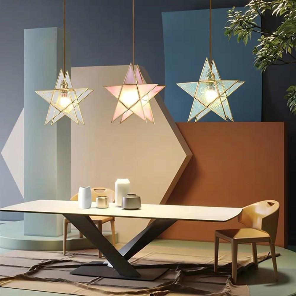 Double Star Glass Pendant Light with Copper Finish – Modern LED