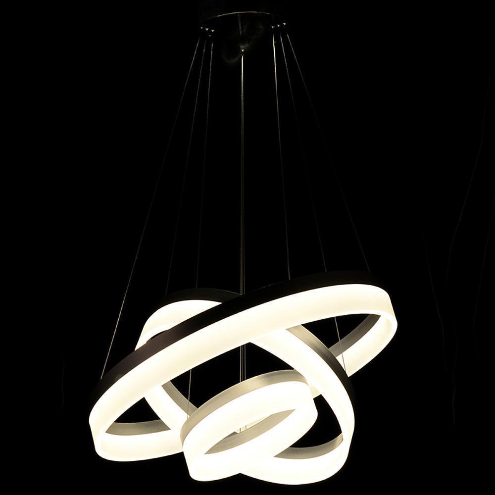 24" Triple Ring Modern Metal Acrylic LED Chandelier