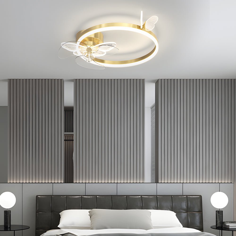 Modern Butterfly Ceiling Fan with Dimmable LED Light - 24 Inch