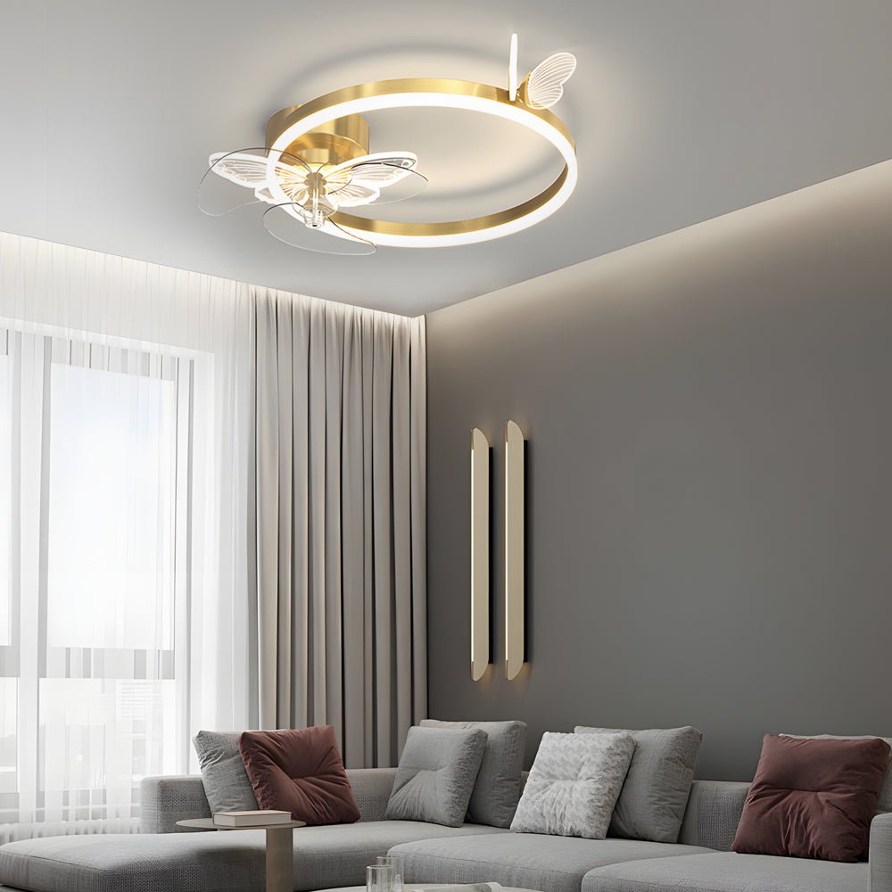Modern Butterfly Ceiling Fan with Dimmable LED Light - 24 Inch