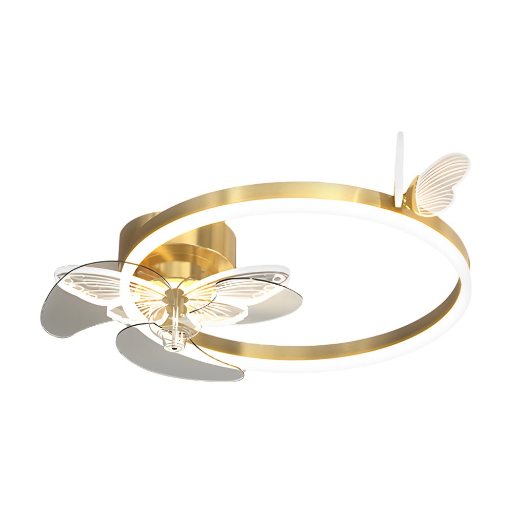 Modern Butterfly Ceiling Fan with Dimmable LED Light - 24 Inch