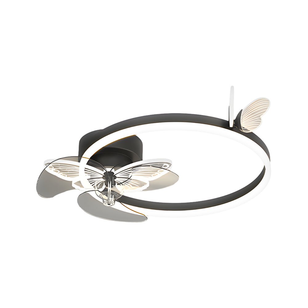 Modern Butterfly Ceiling Fan with Dimmable LED Light - 24 Inch