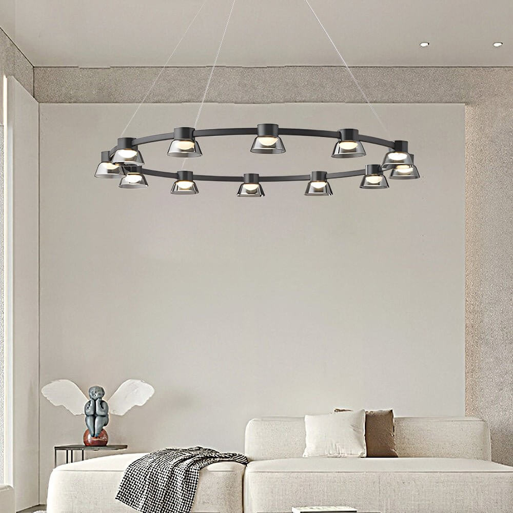Modern Ring LED Pendant with Smoke Gray Glass Shades