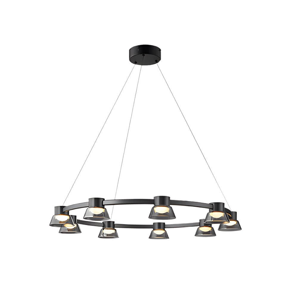 Modern Ring LED Pendant with Smoke Gray Glass Shades