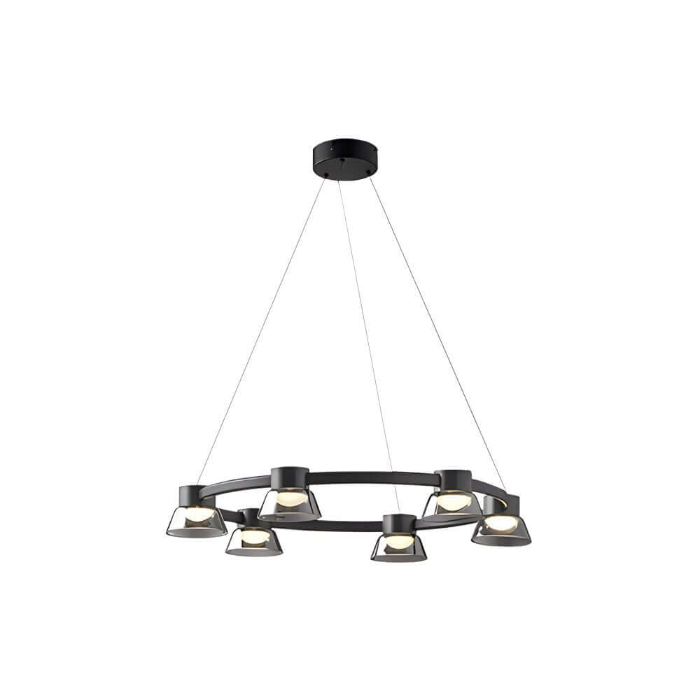Modern Ring LED Pendant with Smoke Gray Glass Shades