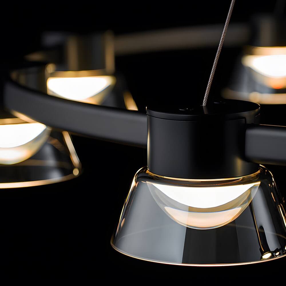 Modern Ring LED Pendant with Smoke Gray Glass Shades