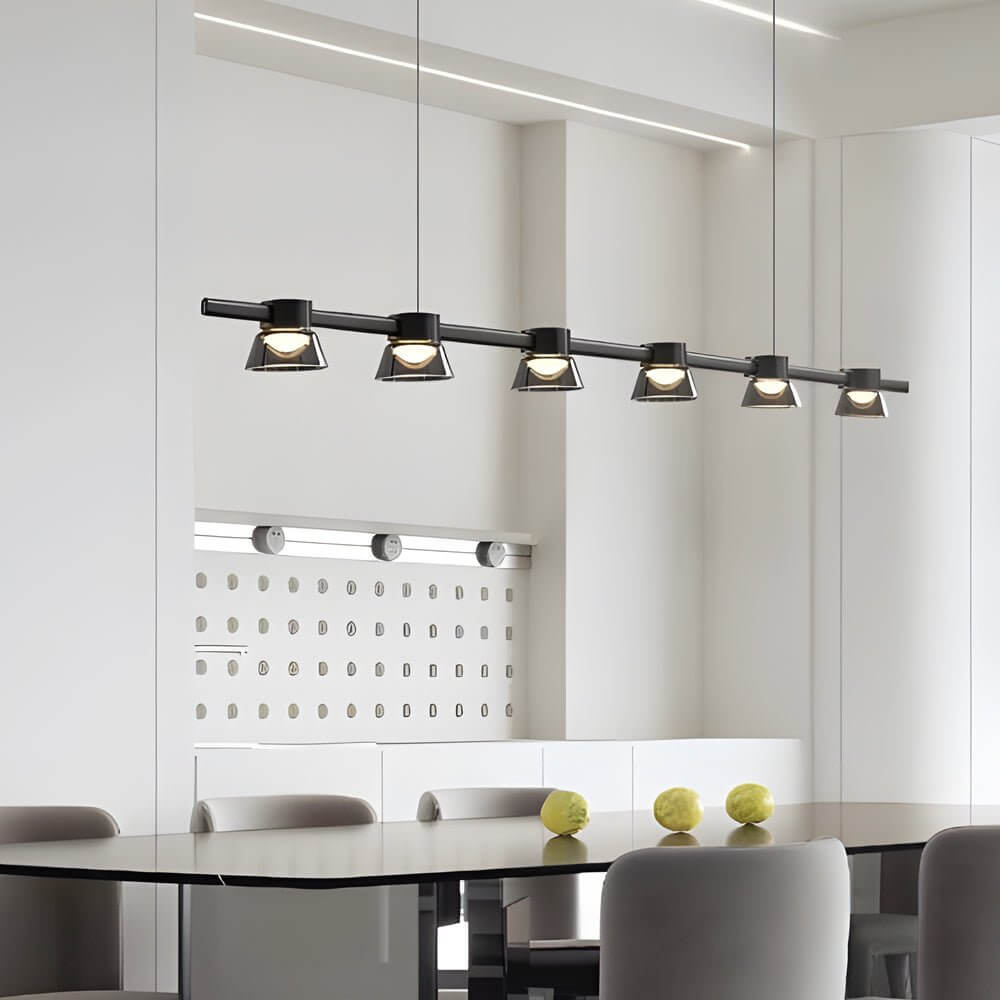 Modern Ring LED Pendant with Smoke Gray Glass Shades