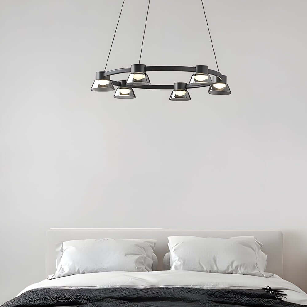 Modern Ring LED Pendant with Smoke Gray Glass Shades