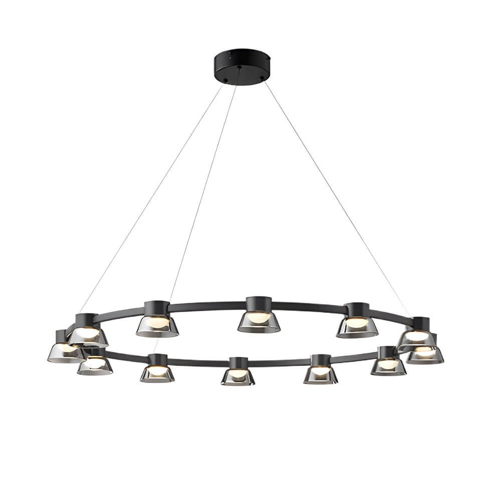 Modern Ring LED Pendant with Smoke Gray Glass Shades
