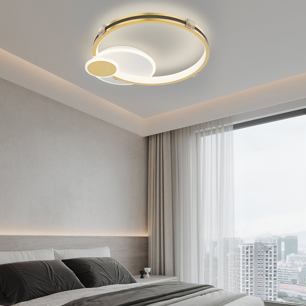 Modern Crystal Ring LED Ceiling Light with Three-Step Dimming