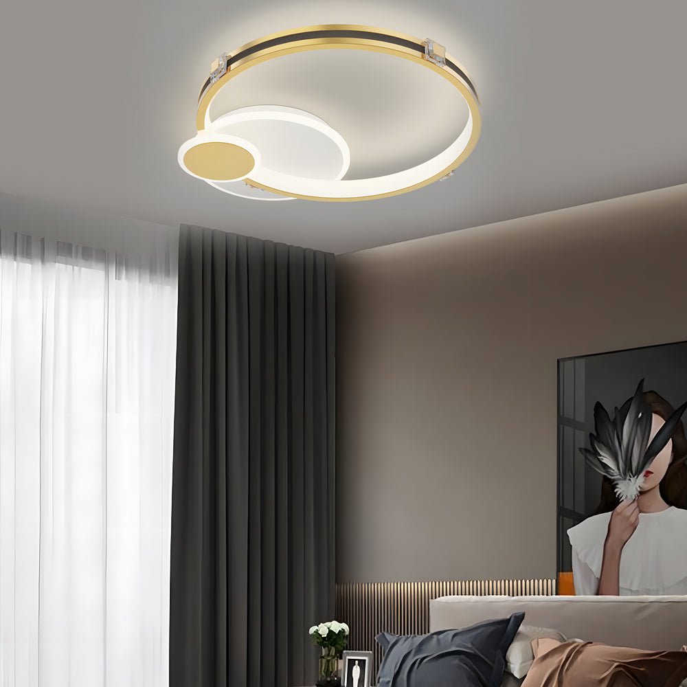 Modern Crystal Ring LED Ceiling Light with Three-Step Dimming