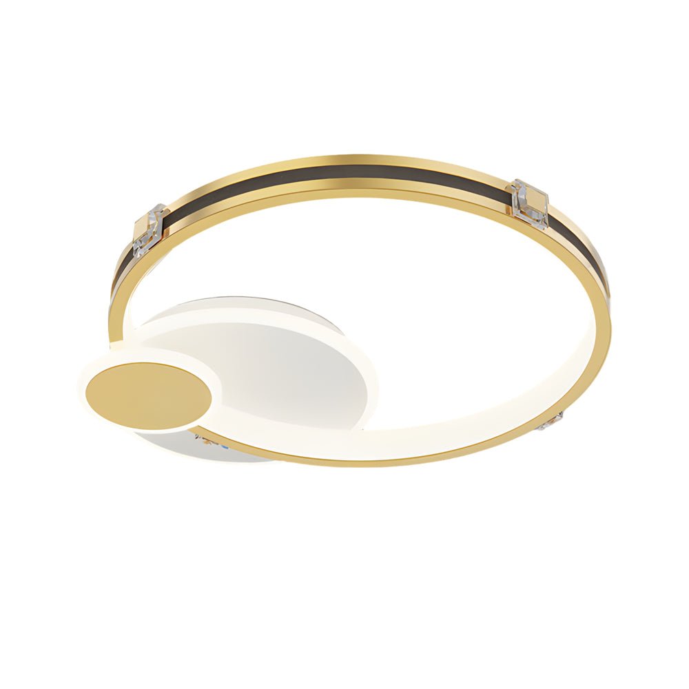 Modern Crystal Ring LED Ceiling Light with Three-Step Dimming