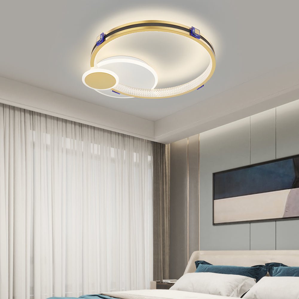 Modern Crystal Ring LED Ceiling Light with Three-Step Dimming