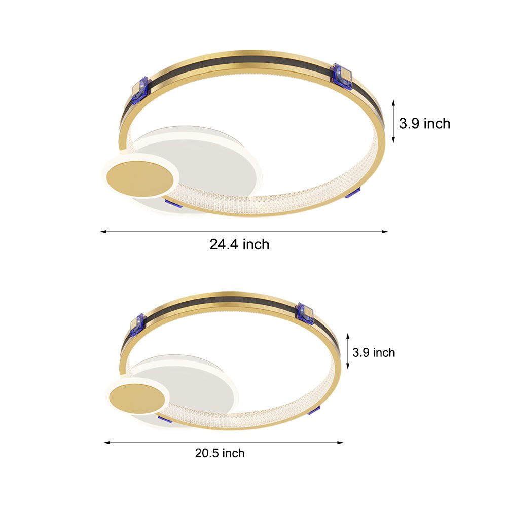 Modern Crystal Ring LED Ceiling Light with Three-Step Dimming
