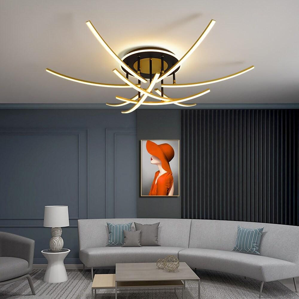 Curved Linear Dimmable LED Semi-Flush Mount Ceiling Light