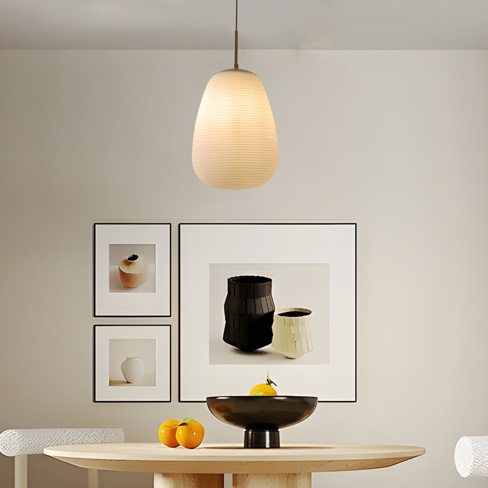 White Glass Geometric Pendant Light with Brass Accent