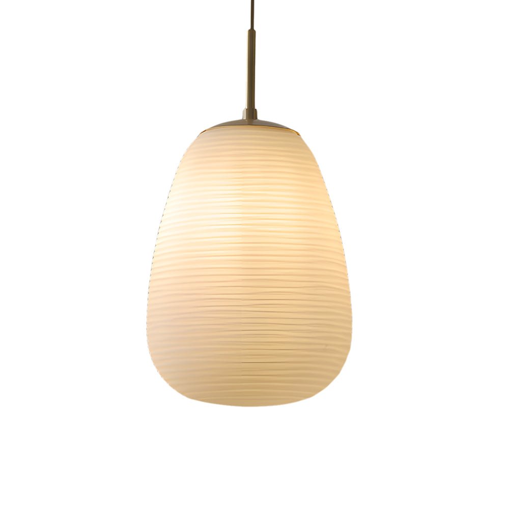 White Glass Geometric Pendant Light with Brass Accent