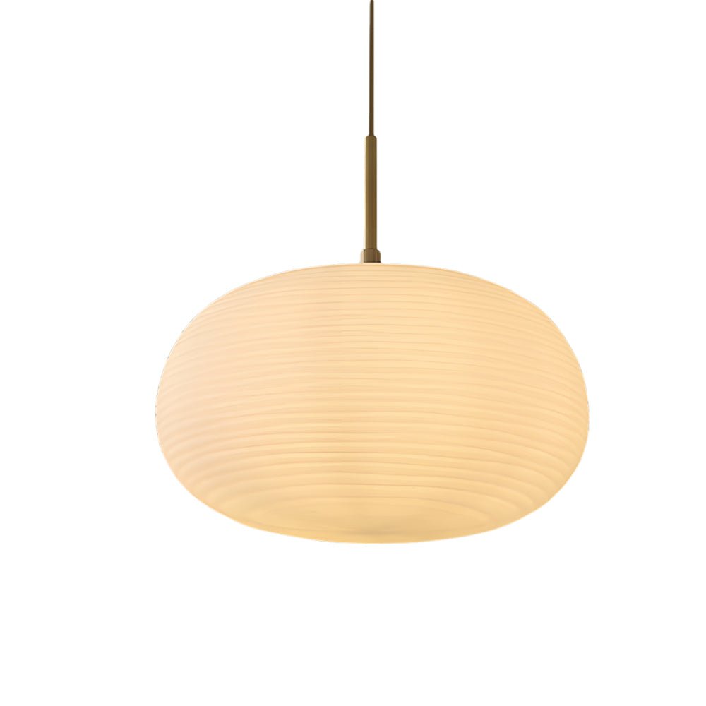 White Glass Geometric Pendant Light with Brass Accent