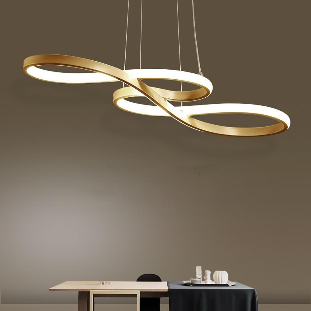 Modern Geometric LED Pendant Light - Aluminum Wave Design