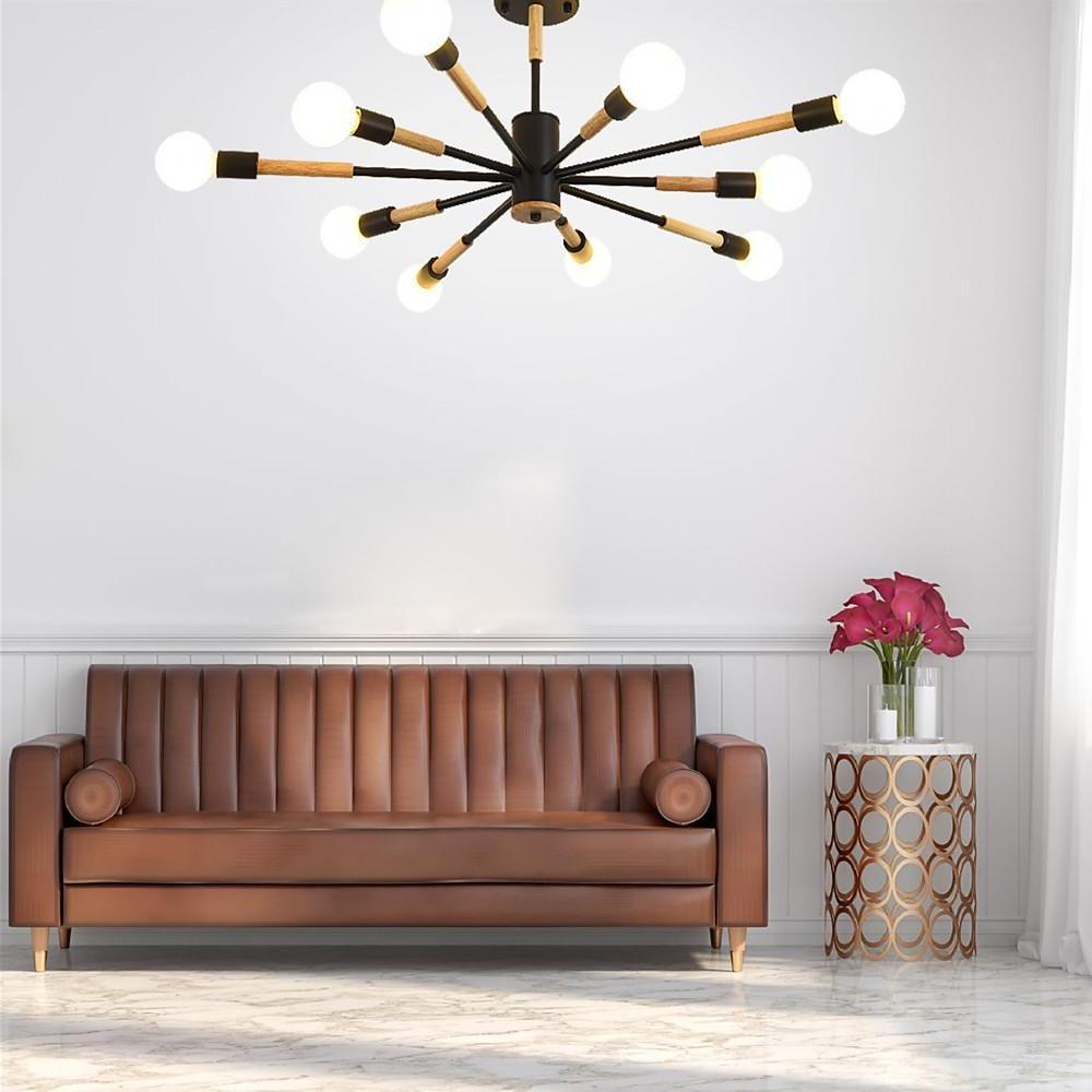 10-Light Nordic Flush Mount Ceiling Chandelier - Metal Finish
