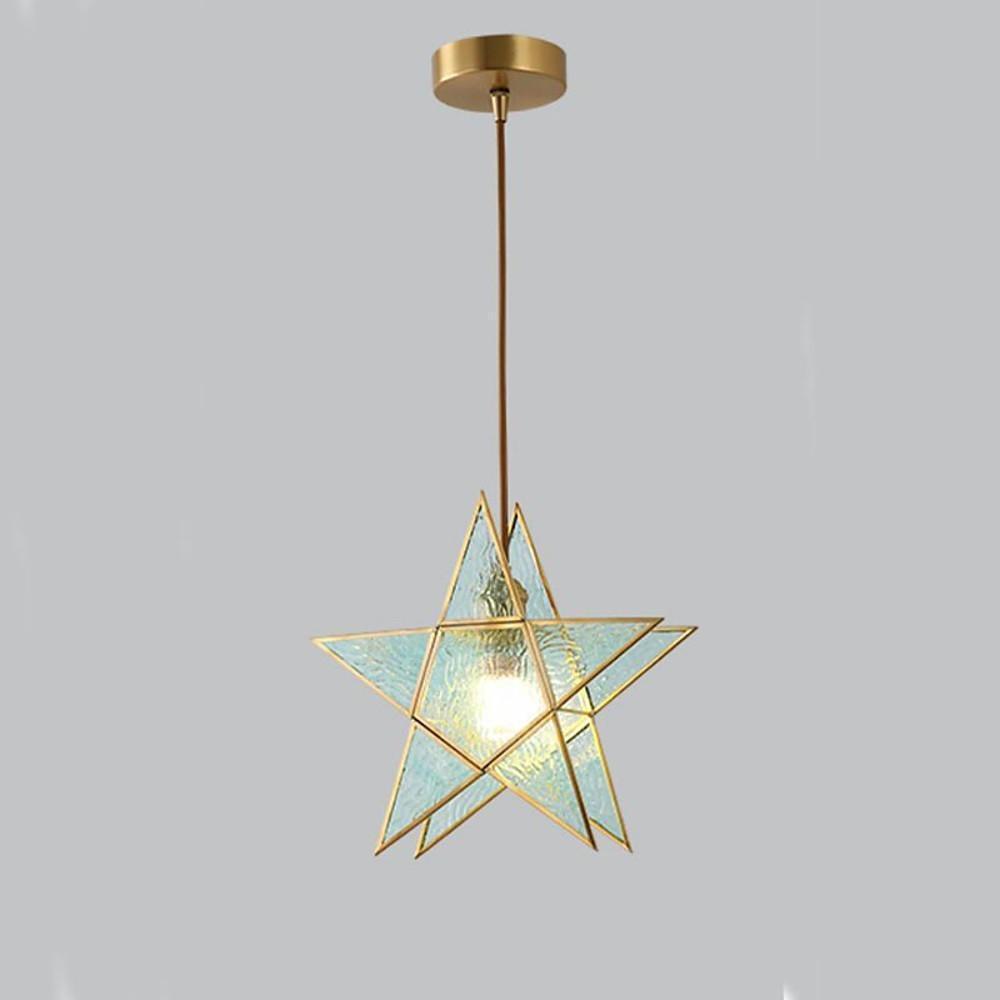 Double Star Glass Pendant Light with Copper Finish – Modern LED