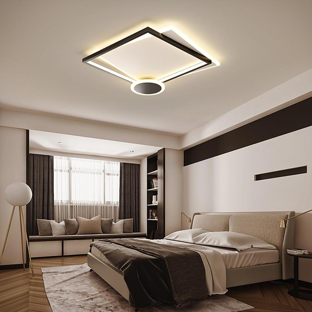 Modern Geometric LED Flush Mount Ceiling Light – Metal & Acrylic