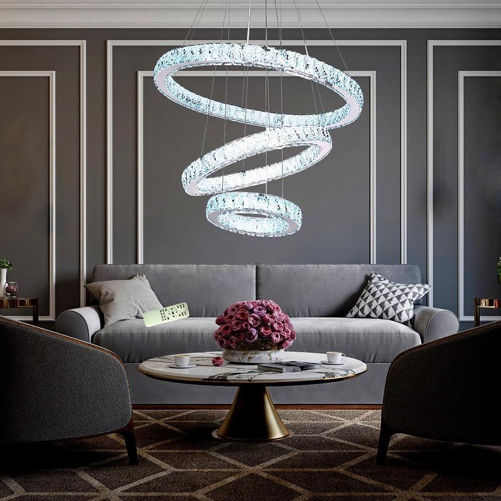 Modern Geometric Circle Crystal Chandelier LED Ceiling Light