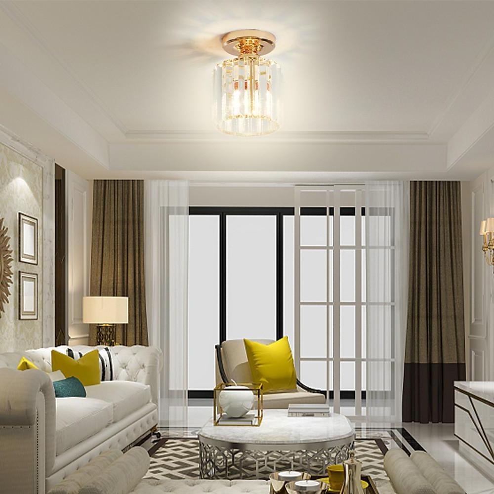 Crystal Semi-Flush Mount Ceiling Light - Modern Industrial LED