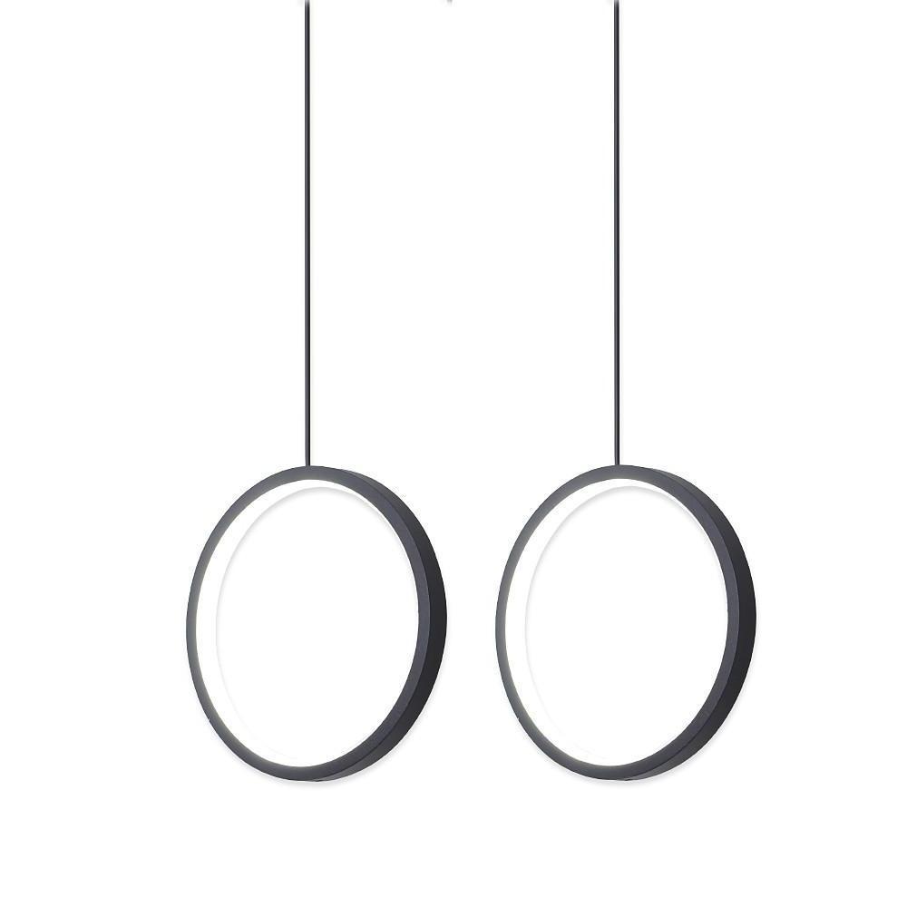 Modern Round Pendant Light | Dual LED Rings | Aluminum & Acrylic