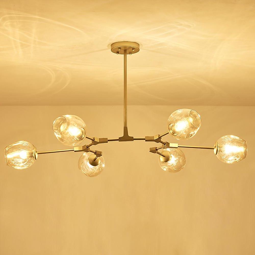 Nordic Sputnik Chandelier 6-Light Blown Glass Contemporary