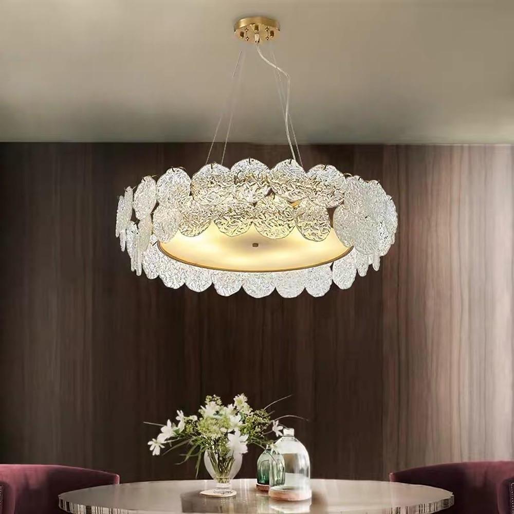 Modern Glass Shell Chandelier with LED Lighting for Dining Room
