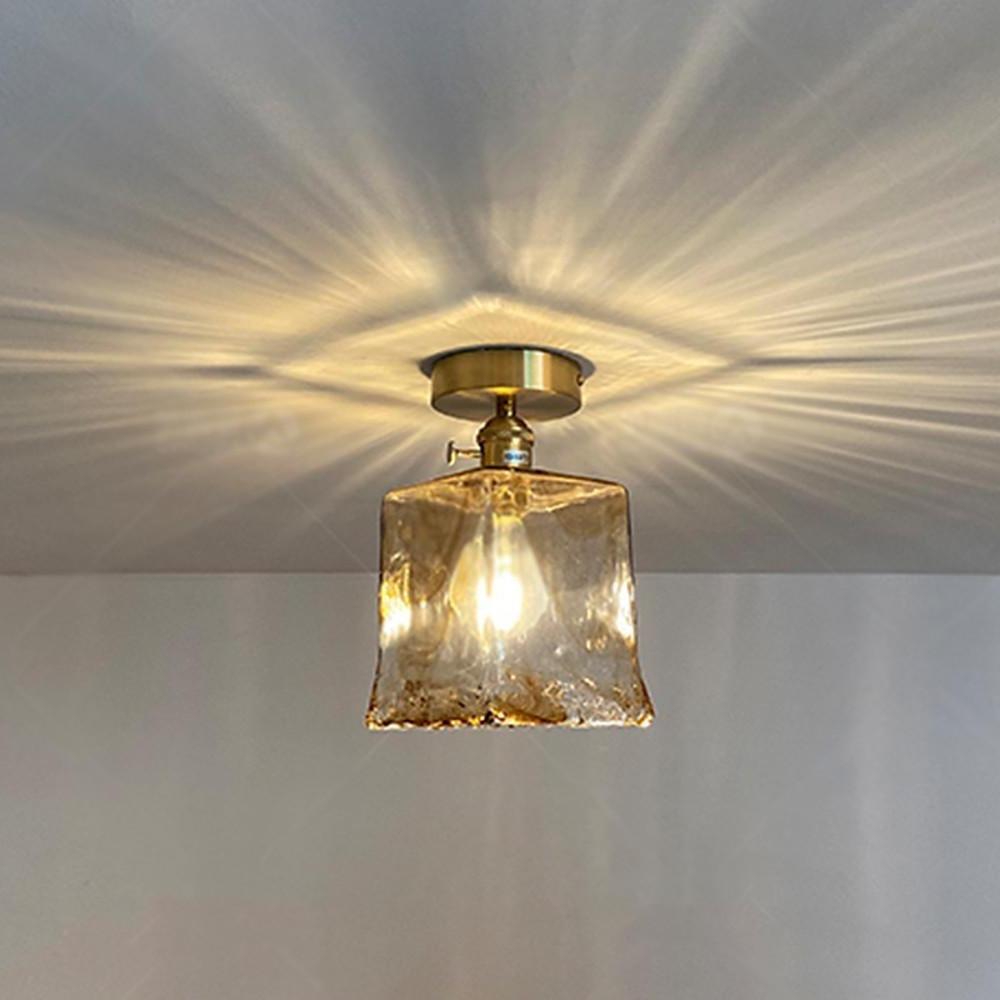 Glass Lantern Nordic Semi-Flush Mount Ceiling Light
