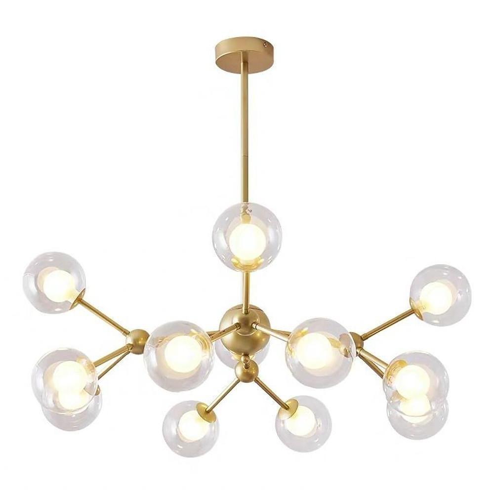 Modern Sputnik Chandelier with Glass Bubble Shades - 12 Lights