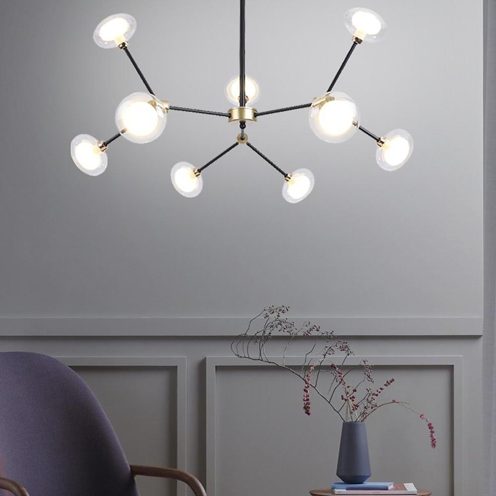 9-Light Glass Sputnik Chandelier - Nordic Modern Cluster Pendant