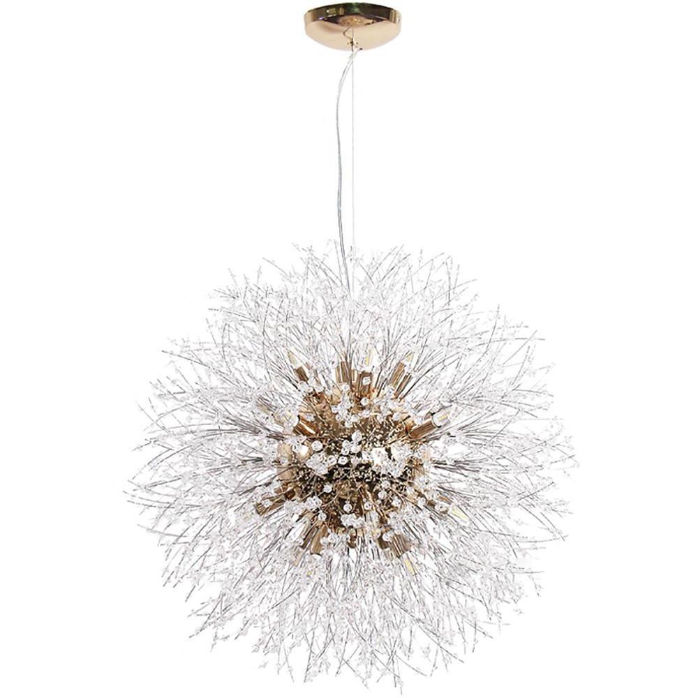 Crystal Globe Chandelier - Modern LED Pendant Light Metal Finish