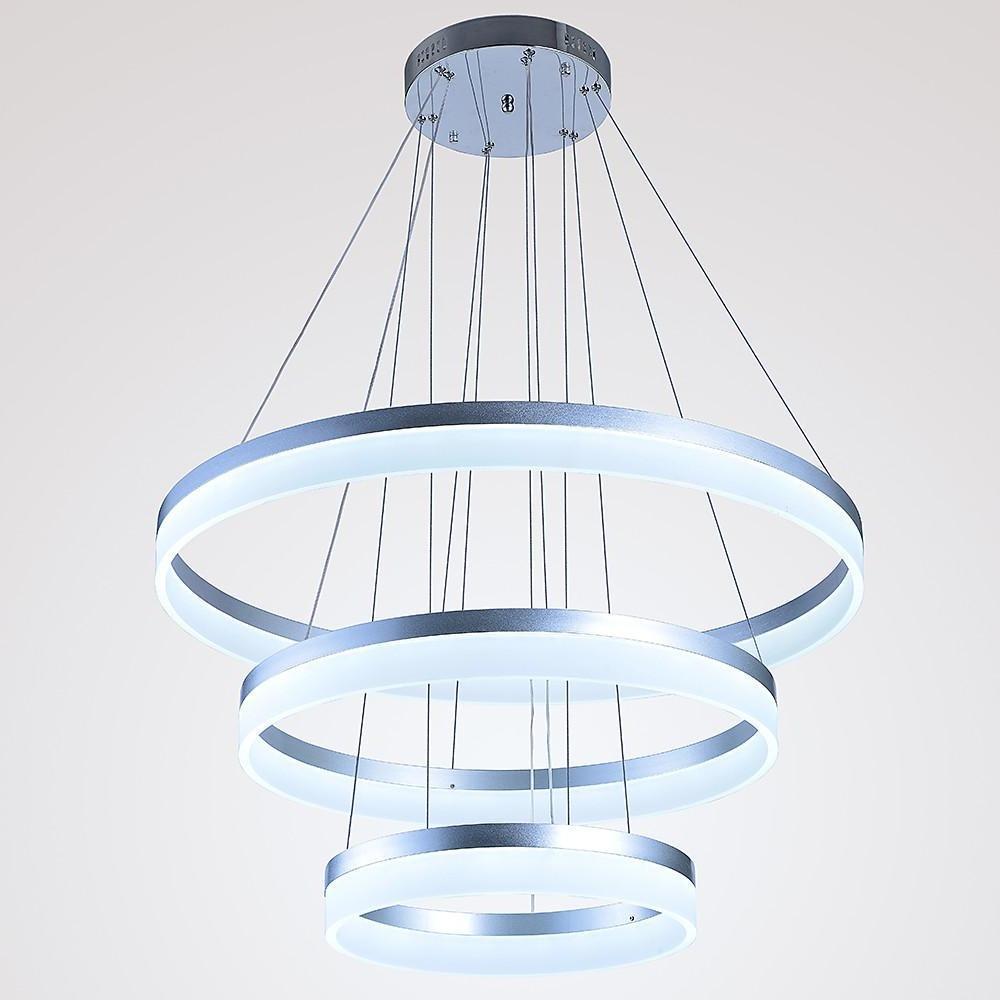 Adjustable 3-Ring Dimmable LED Chandelier Modern Pendant Light